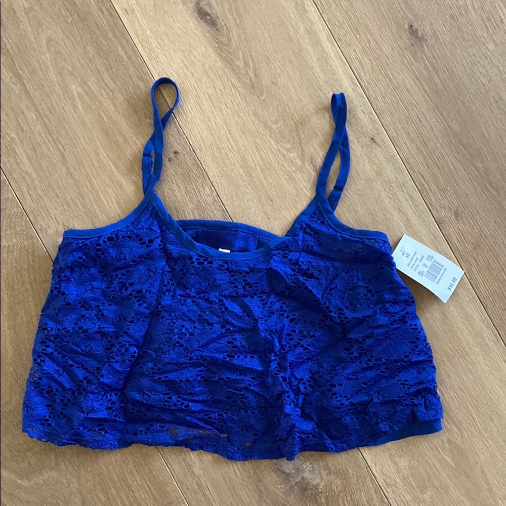 Xhilaration Blue Lace Crop Top